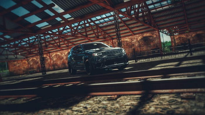 Jeep Grand Cherokee Trackhawk in a warehouse
