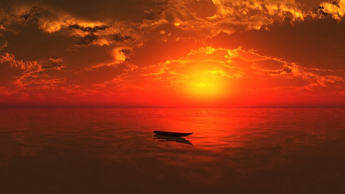 Boat on the sea during sunset