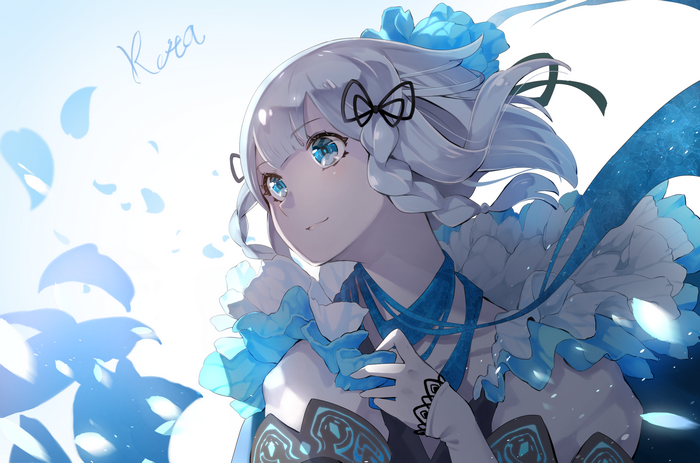 Hoshizaki Reita anime portrait with blue eyes and silver hair