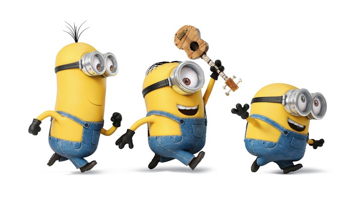 Minions from Despicable Me with a ukulele