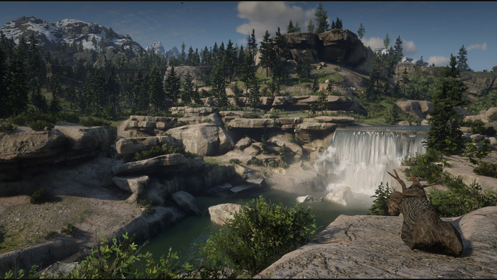 Red Dead Redemption 2 waterfall landscape