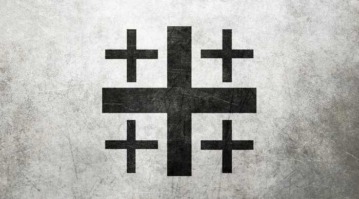 Jerusalem Cross flag on textured background