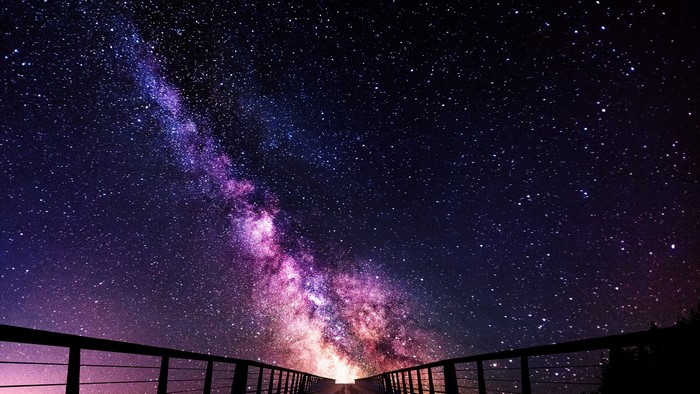 Milky Way over a bridge at night