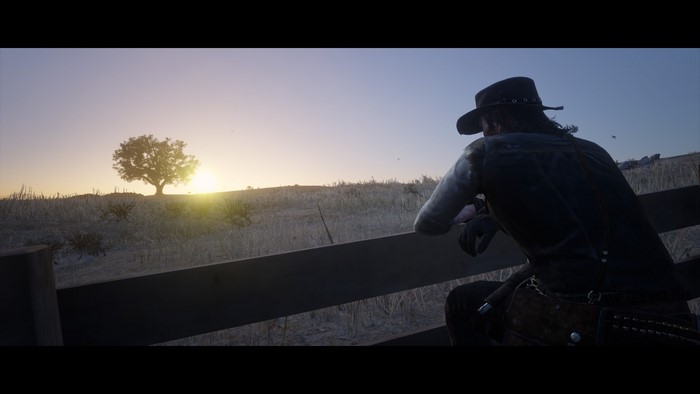 John Marston from Red Dead Redemption 2 watching the sunset