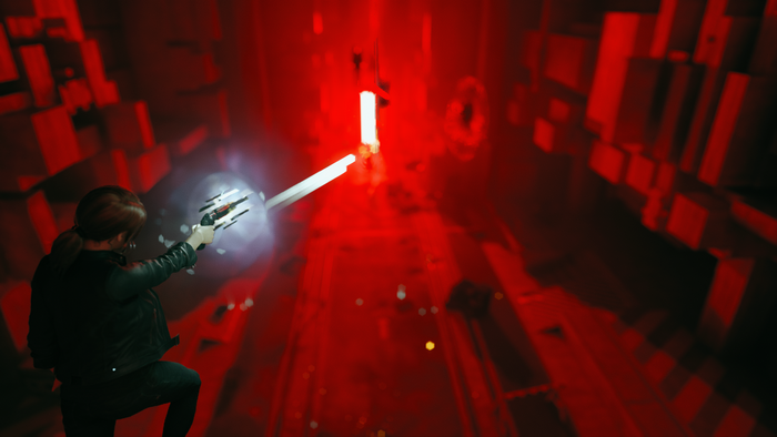 Jesse Faden from Control firing a weapon