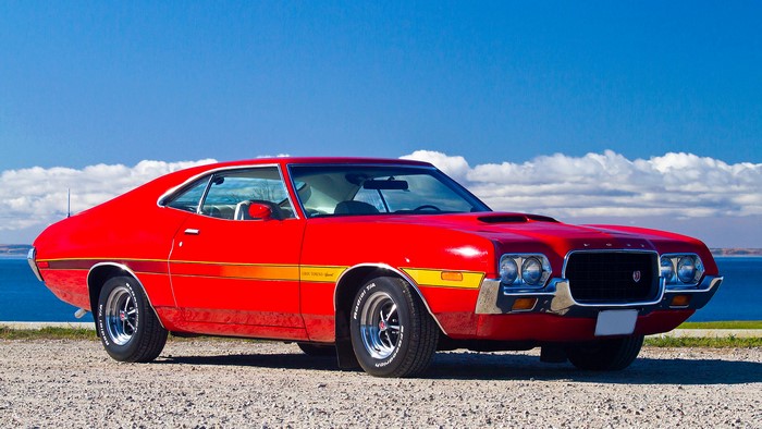 4K Red Ford Gran Torino Car