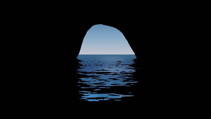 Minimalist cave entrance with ocean view