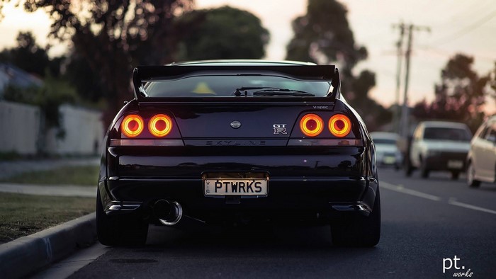 Nissan Skyline GT-R R33 Rear View at Dusk
