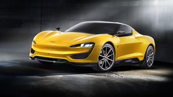 Yellow Magna Steyr Mila Plus concept car