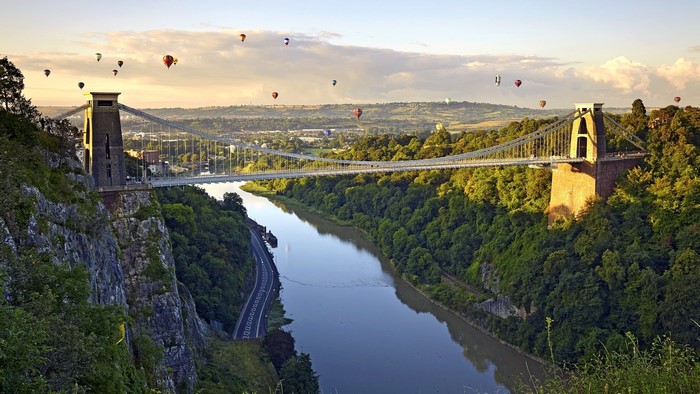 Clifton Suspension Bridge with Hot Air Balloons
