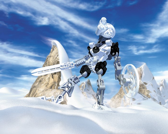 Bionicle Toa in a snowy mountain landscape
