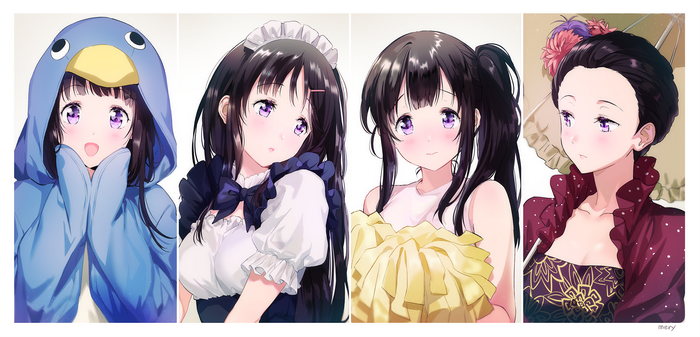 Anime girls in various outfits