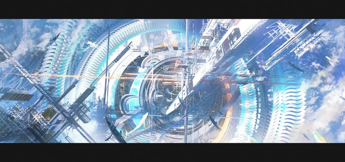 Science fiction space station in the sky
