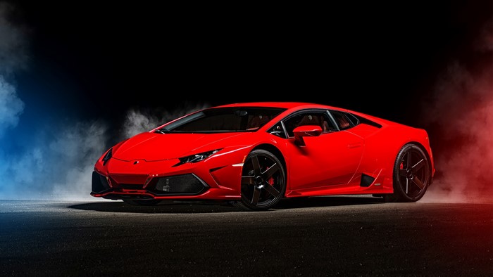 Red Lamborghini Huracan with Smoke