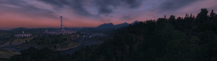 The Elder Scrolls IV: Oblivion landscape at dusk