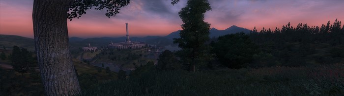 The Elder Scrolls IV: Oblivion landscape at sunset