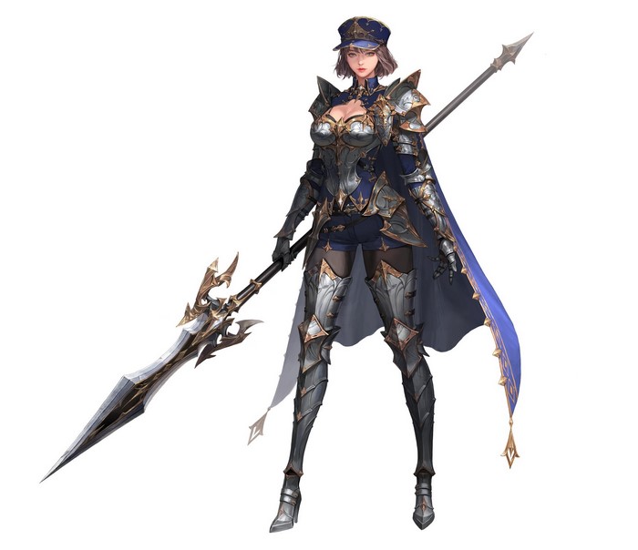 Warrior with lance and armor by Minsook An