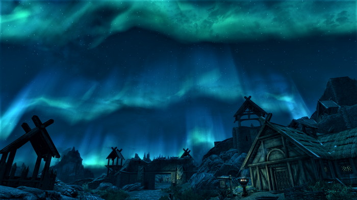 The Elder Scrolls V: Skyrim Aurora Over Village