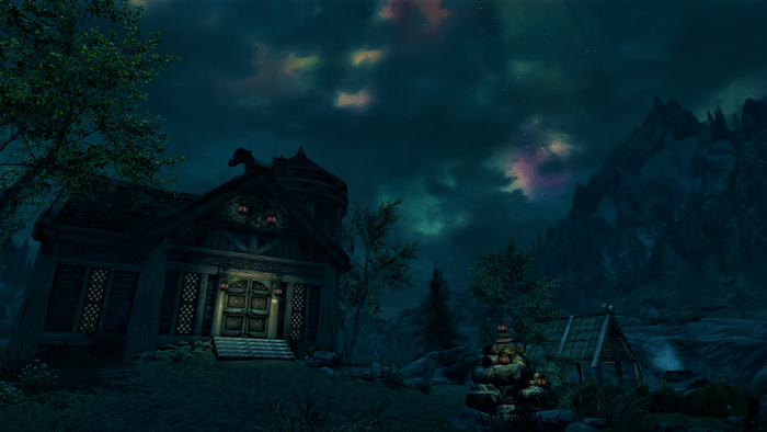 The Elder Scrolls V: Skyrim - Nighttime Village Scene