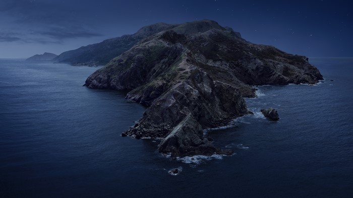 Island landscape at night with stars