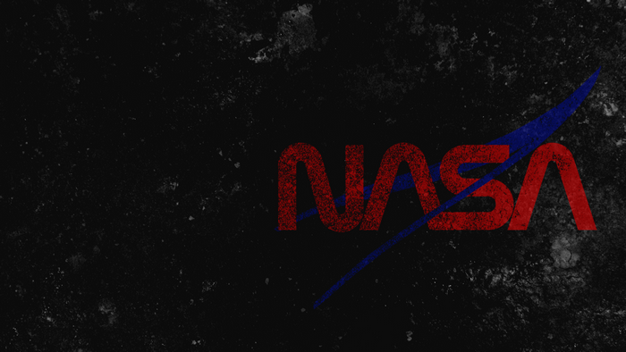 NASA logo with red text and blue swoosh on black background
