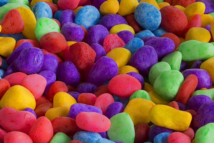 Colorful candy-coated pebbles