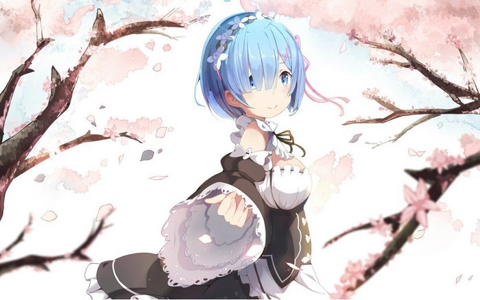 Rem from Re:Zero Kara Hajimeru Isekai Seikatsu with Cherry Blossoms