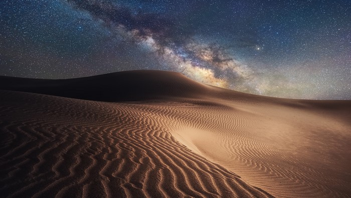 Milky Way Over Gobi Desert Sand Dunes