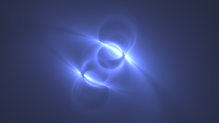 Abstract blue fractal with glowing orbs