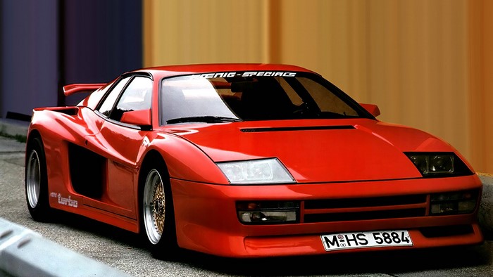 Red Koenig Specials Ferrari Testarossa with custom tuning