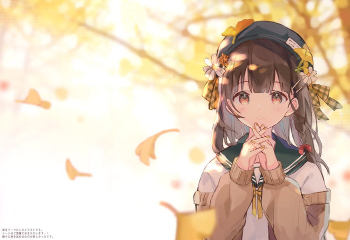 Anime girl in autumn setting