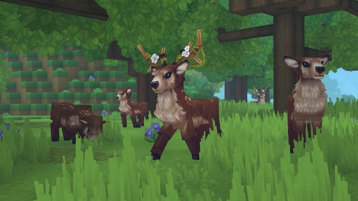 Deer in a blocky forest environment from Hytale