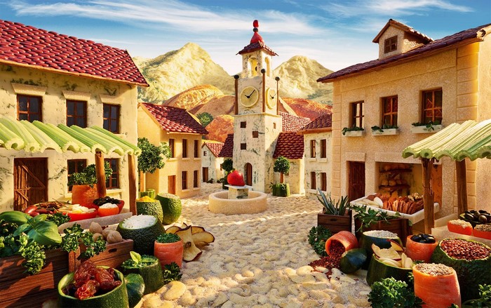 Food village artwork by Carl Warner