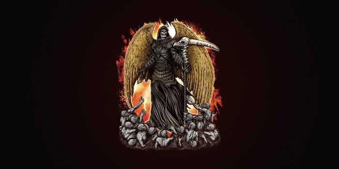 Grim Reaper with wings and souls