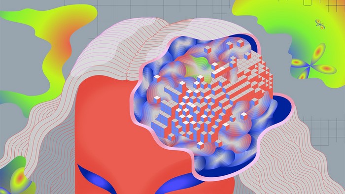 Abstract digital art of a stylized brain