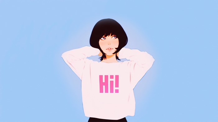 Artwork of a girl with black hair by Ilya Kuvshinov