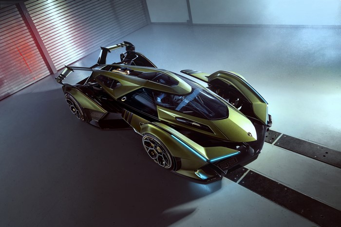 Lamborghini Lambo V12 Vision GT concept car in garage