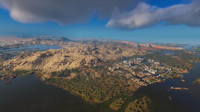 4K Aerial View of Assassins Creed: Origins Landscape