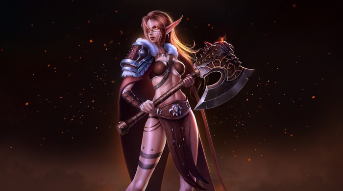 Elf warrior with axe from World of Warcraft