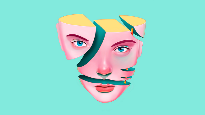 Artwork of a deconstructed face by Oscar Llorens