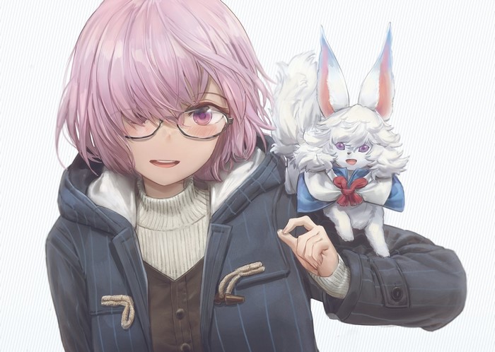 Mash Kyrielight and Fou from Fate/Grand Order fan art