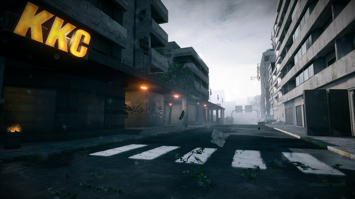 Battlefield 3 screenshot of a destroyed city street