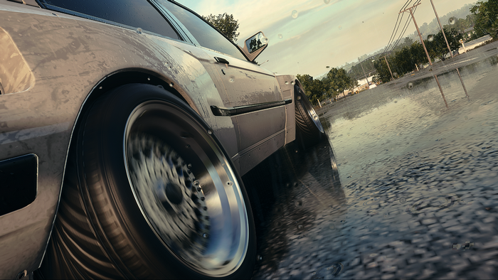 BMW E30 from Need for Speed: Heat on a wet road