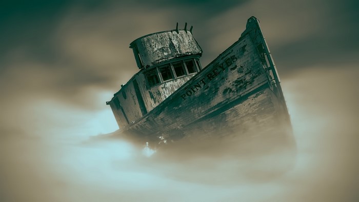 The Point Reyes shipwreck in the mist