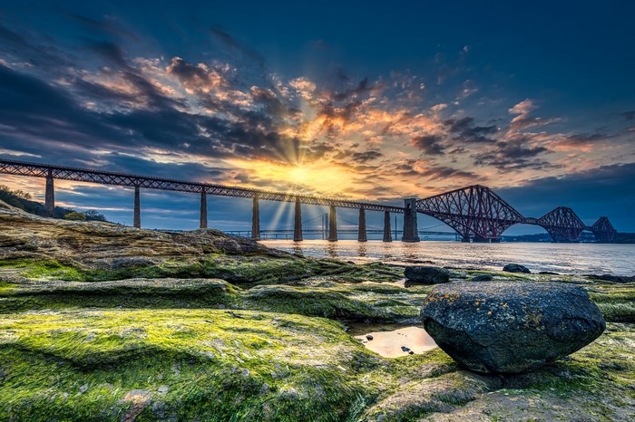 Forth Bridge at sunset, Scotland