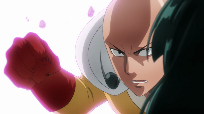 Saitama from One-Punch Man punching