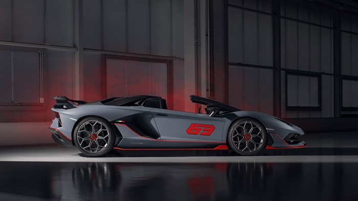 Lamborghini Aventador SVJ Roadster with "63" livery