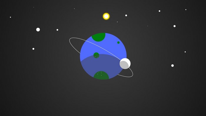 Minimalist space art with planets and stars