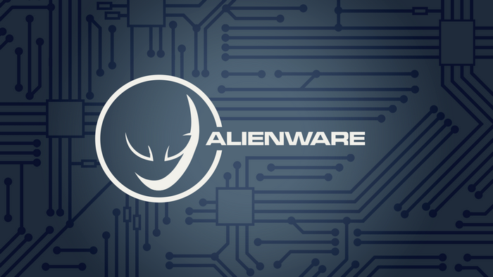 Alienware logo on a circuit board pattern
