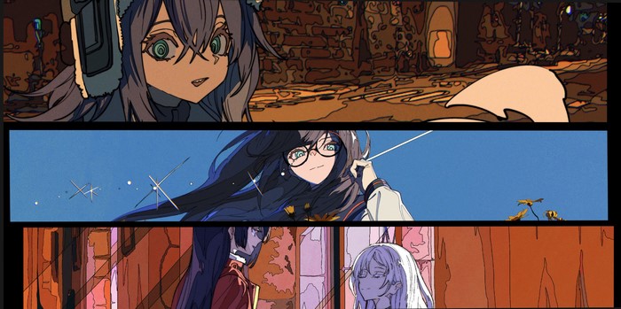 Anime girls in different scenes